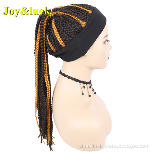 Wholesale Prices Ladies Hairband for Black Women Scarf Wig Brown Mix Blonde Long Box Braided Headband Wig Synthetic Hair Wigs